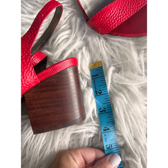 Velez Womens Croc-Embossed Leather Block Heel Strap Sandals Vacation Red Size 38 - Picture 11 of 11